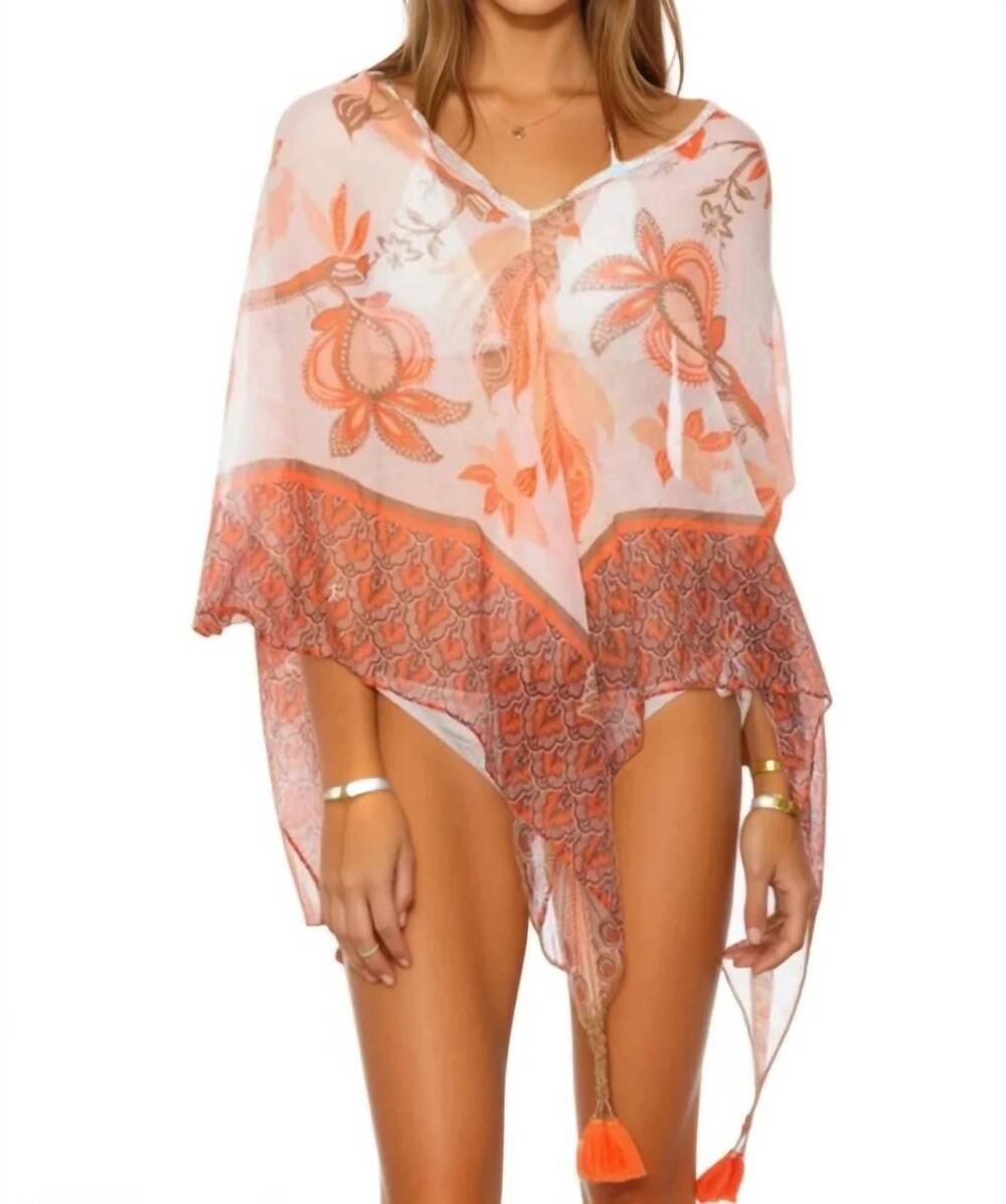 NEW POOL TO PARTY crop tassel poncho coverup in peacock garden print